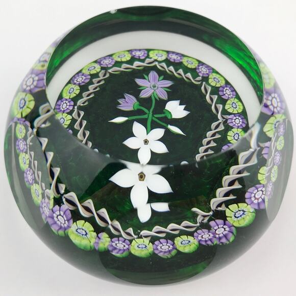 Perthshire 1986B Bouquet Lampwork Flowers Millefiori Faceted Twist Paperweight - Picture 2 of 13